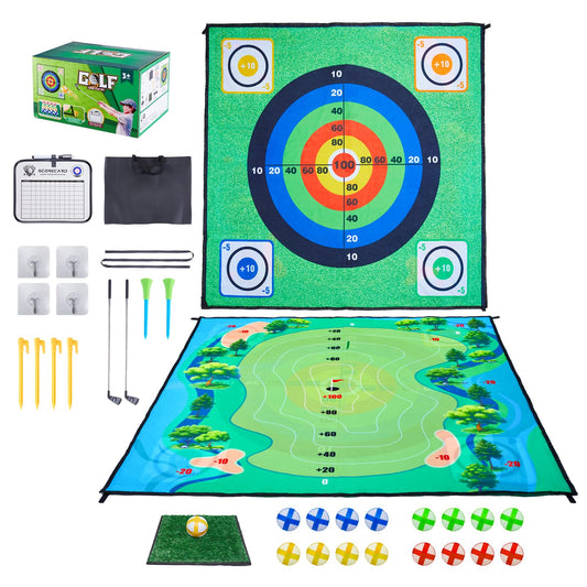 Juego de chipping de golf Minetom con tapete de golpeo, 152 x 152 cm