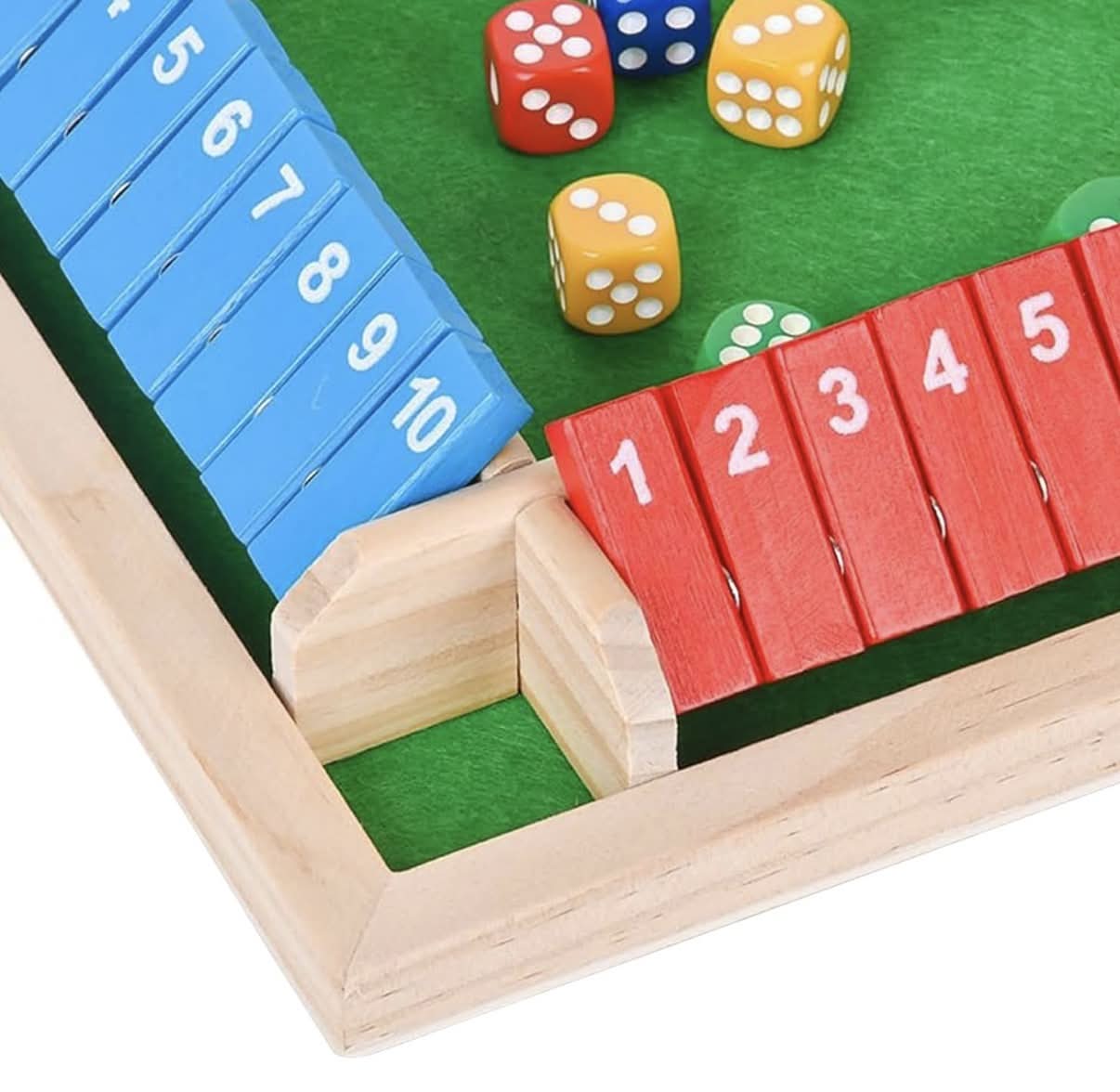 Shut The Box Juego de madera – Juego de mesa de viaje tamaño pequeño 8.6 pulgadas