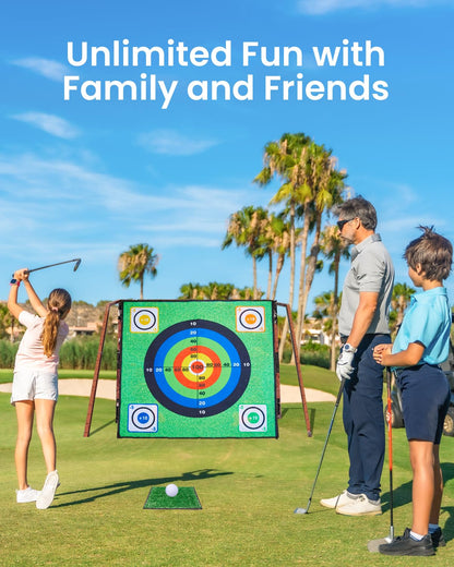 Juego de chipping de golf Minetom con tapete de golpeo, 152 x 152 cm