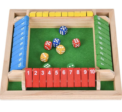Shut The Box Juego de madera – Juego de mesa de viaje tamaño pequeño 8.6 pulgadas