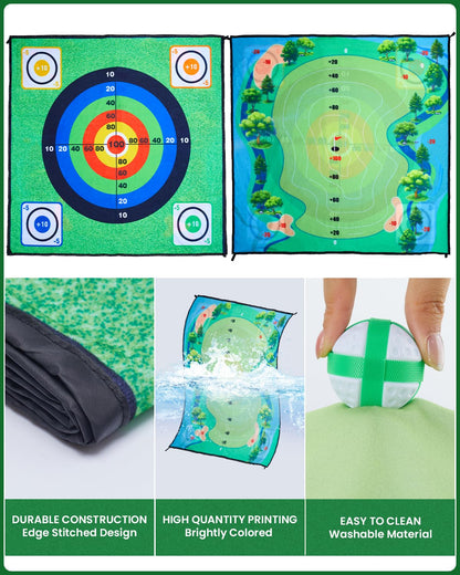 Juego de chipping de golf Minetom con tapete de golpeo, 152 x 152 cm