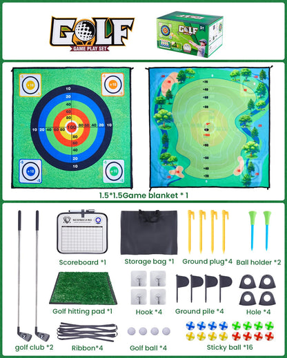 Juego de chipping de golf Minetom con tapete de golpeo, 152 x 152 cm