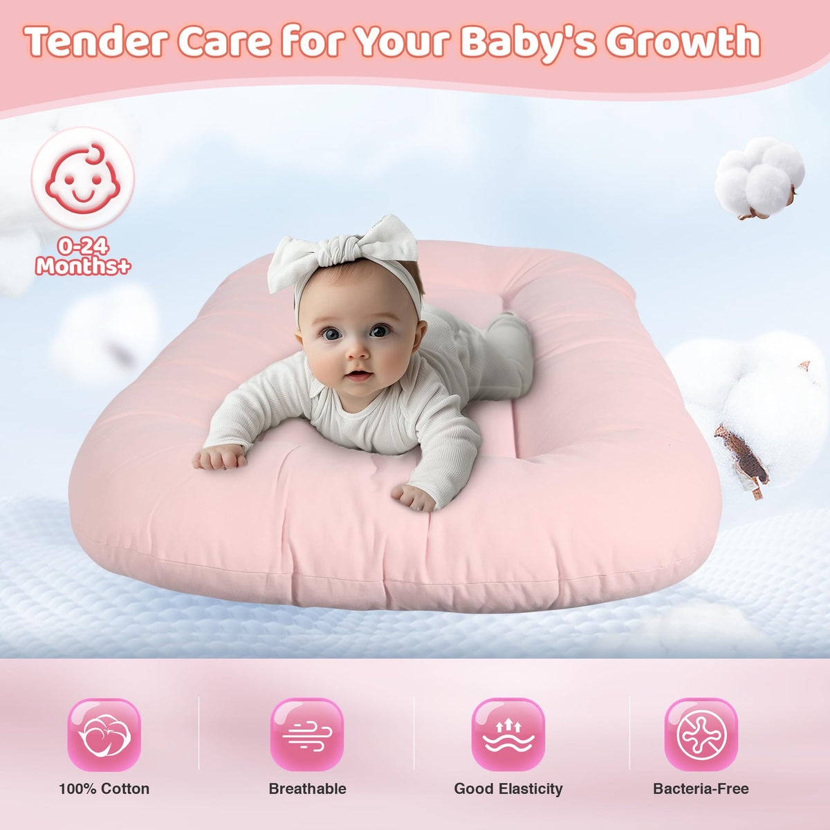 Tumbona para bebé - Almohada para tumbona de bebé para recién nacidos (0-24 meses)