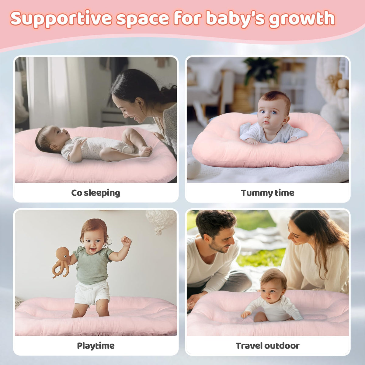 Tumbona para bebé - Almohada para tumbona de bebé para recién nacidos (0-24 meses)