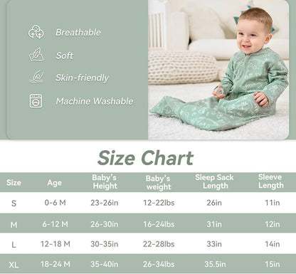 Fiemol sacos de dormir para bebé de 12-18 meses, manta de manga larga para bebé de 0.5 tog