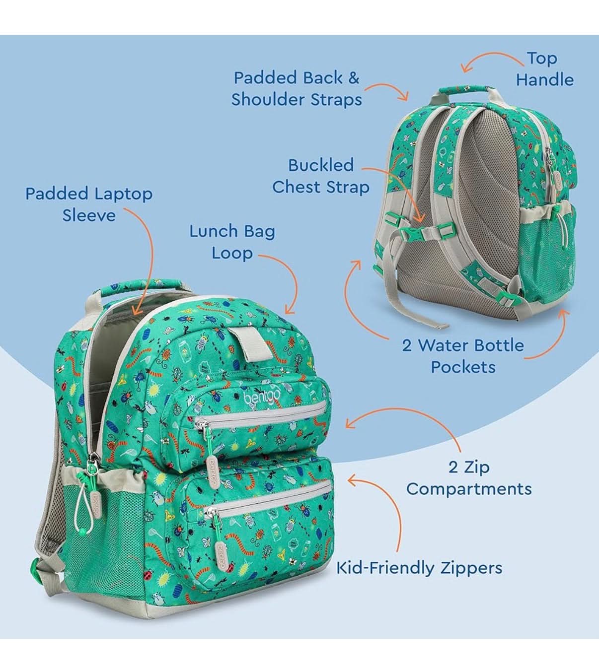 Bentgo Mochila para niños - Mochila ligera y duradera de 14 pulgadas