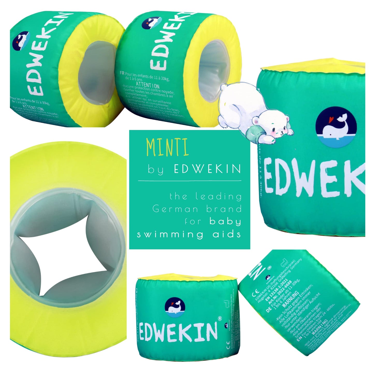 EDWEKIN® Flotador de bebé,Flotador inflable, 11-30kg