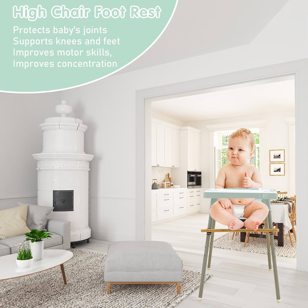 Reposapiés para silla alta, pedal antideslizante de altura ajustable para sillas altas con 4 anillos de goma