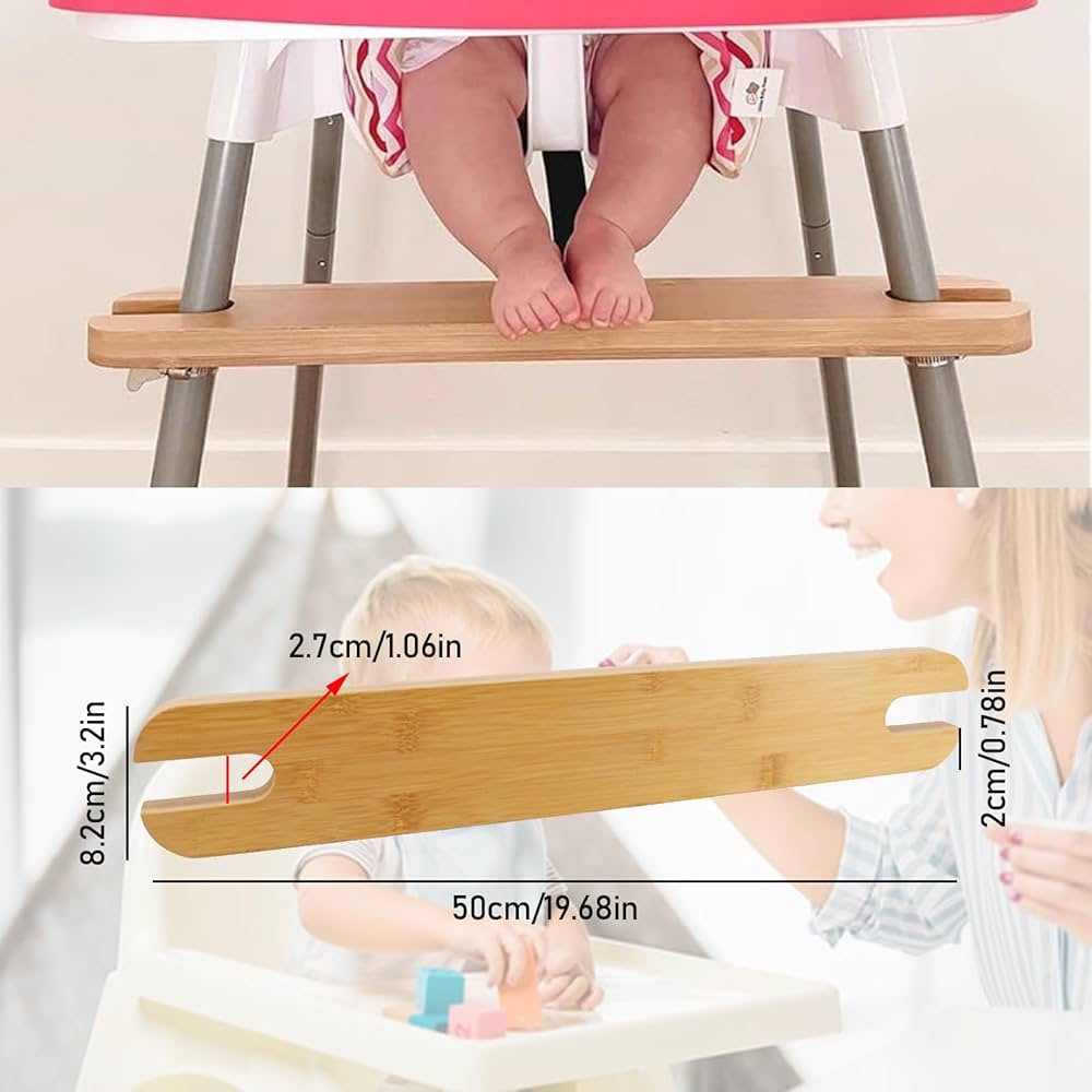 Reposapiés para silla alta, pedal antideslizante de altura ajustable para sillas altas con 4 anillos de goma