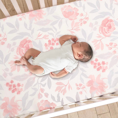 Bedtime Originals Juego de cama de cuna de bebé de 3 piezas floral lavanda