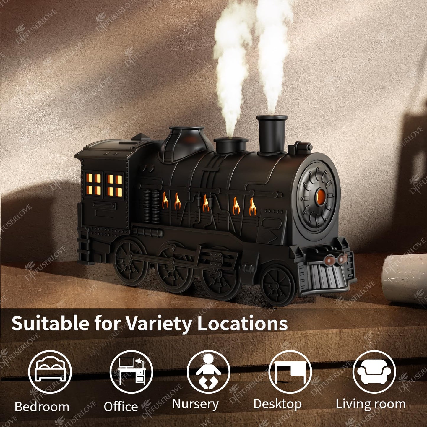 Difusor de aceites esenciales Diffuserlove Train de 300 ml, vapor frío