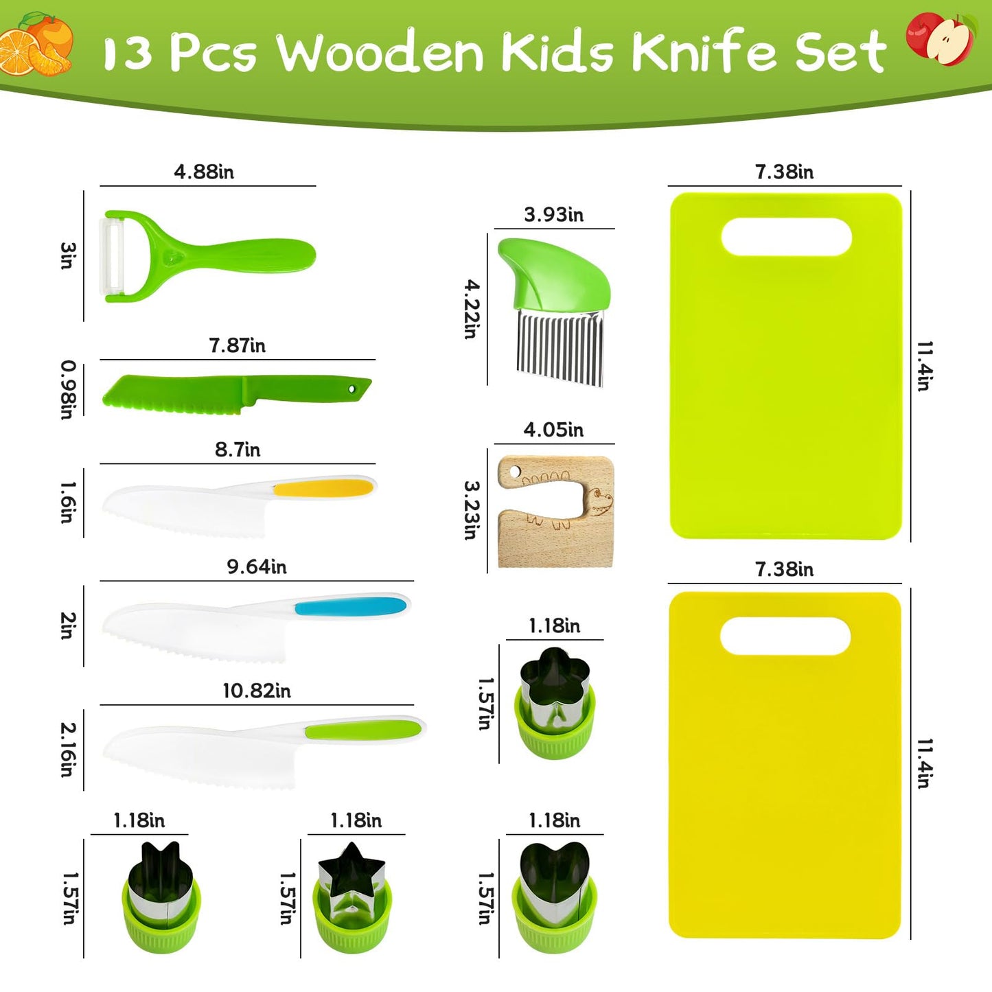 Juego de cuchillos para niños de 13 piezas para cocina real