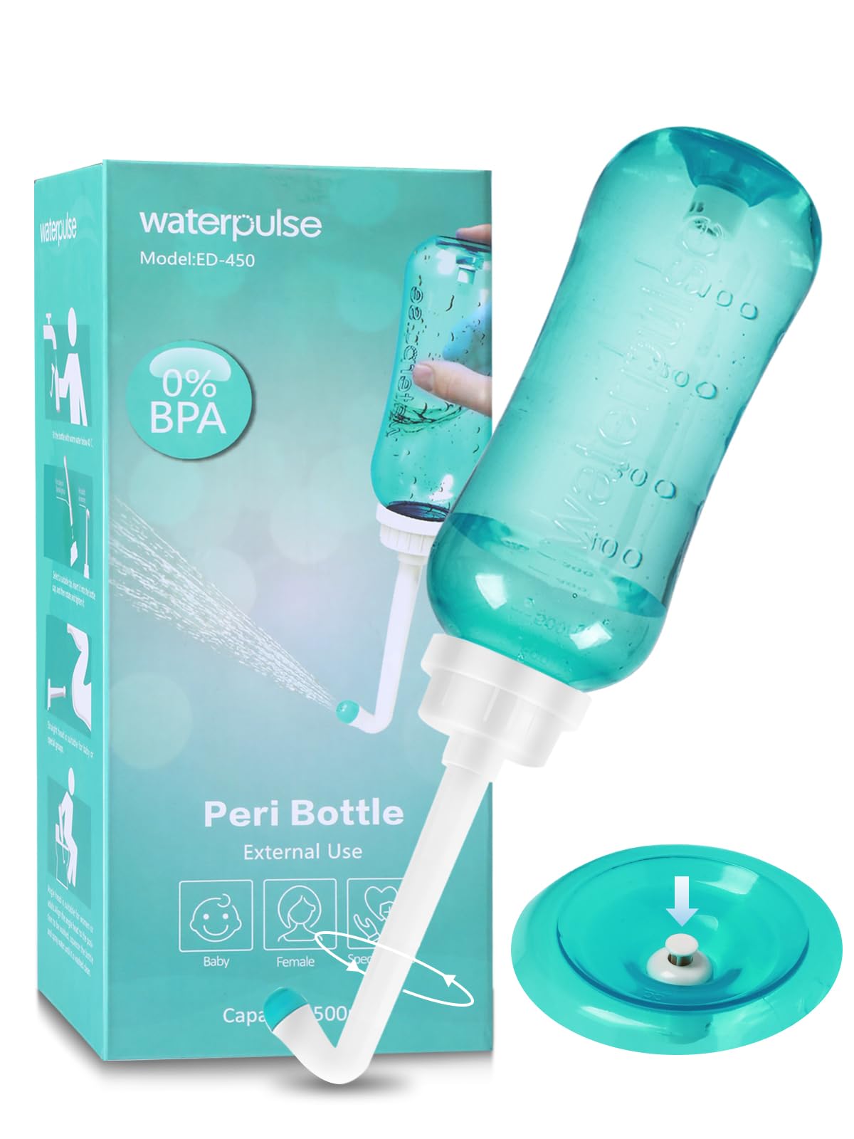 Peri Bottle Po Ducha Bidé - Ducha Popo 500 ml con 2 boquillas