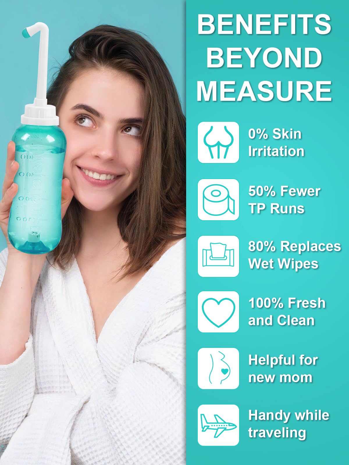 Peri Bottle Po Ducha Bidé - Ducha Popo 500 ml con 2 boquillas