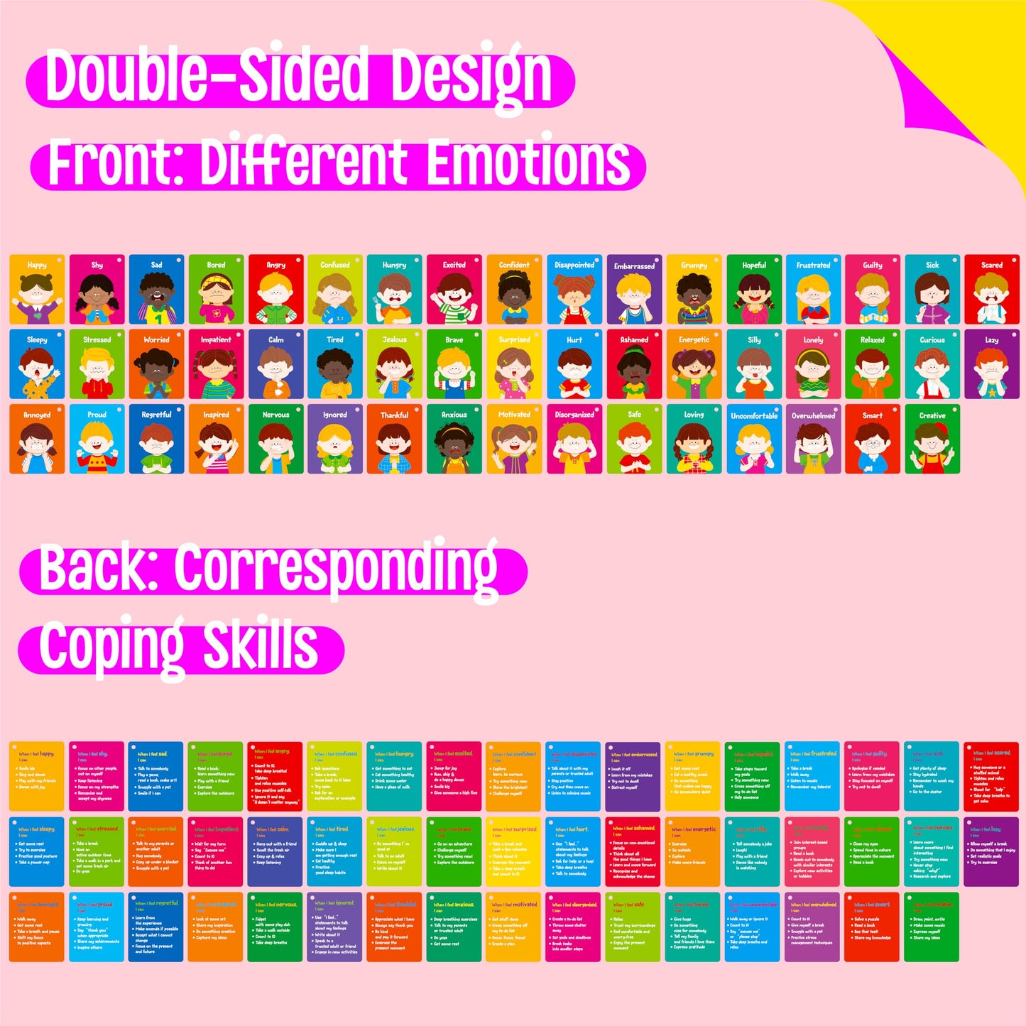 Tarjetas de emociones, 50 sentimientos diferentes con habilidades de afrontamiento
