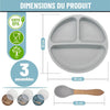 Paquete de 3 platos para bebés con succión y 3 cucharas para bebé, sin BPA