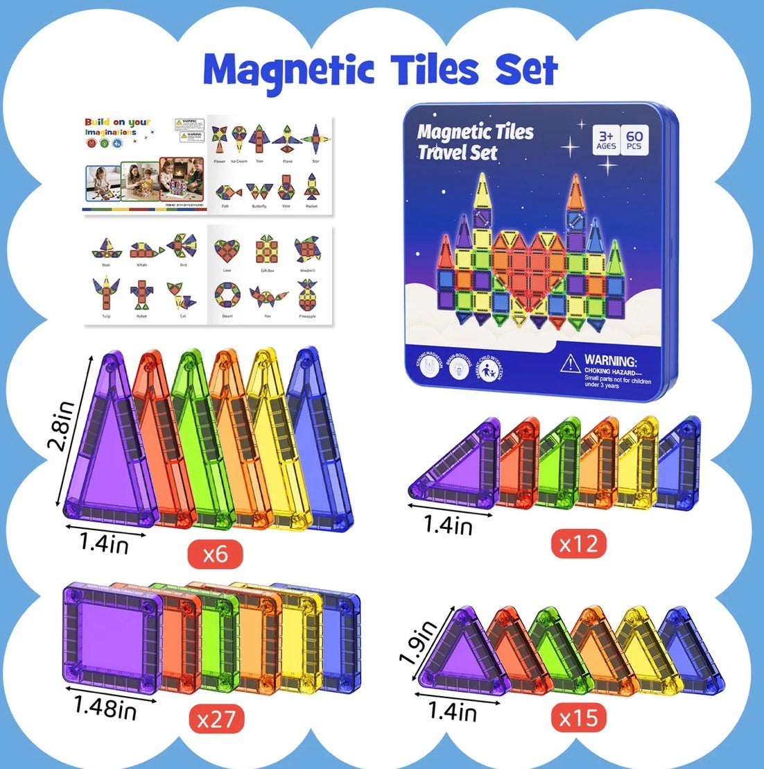 60PCS Gem Magnetic Tiles