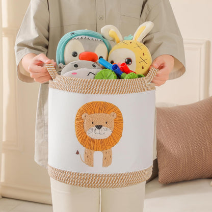 Cestas de mantas para bebés, cesta de lavandería linda con diseño de león