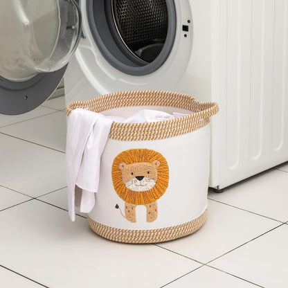 Cestas de mantas para bebés, cesta de lavandería linda con diseño de león