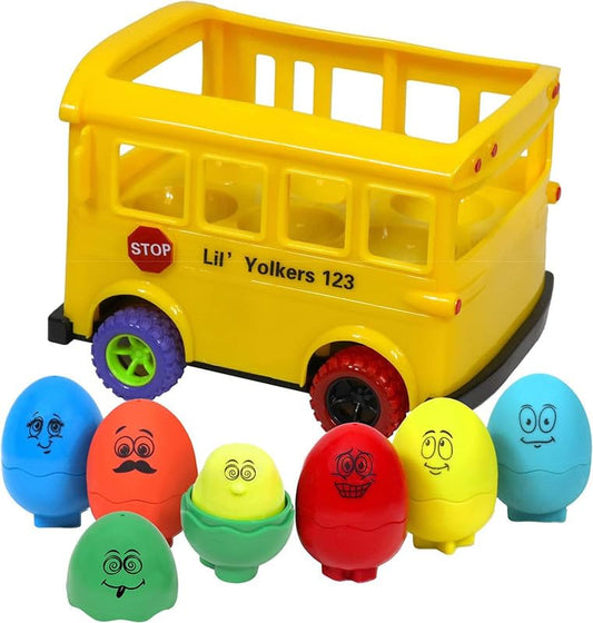 Lil' Yolkers - Juego de huevos de autobús escolar para habilidades sensoriales y motoras