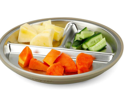 PandaEar plato de succión de acero inoxidable con tenedor