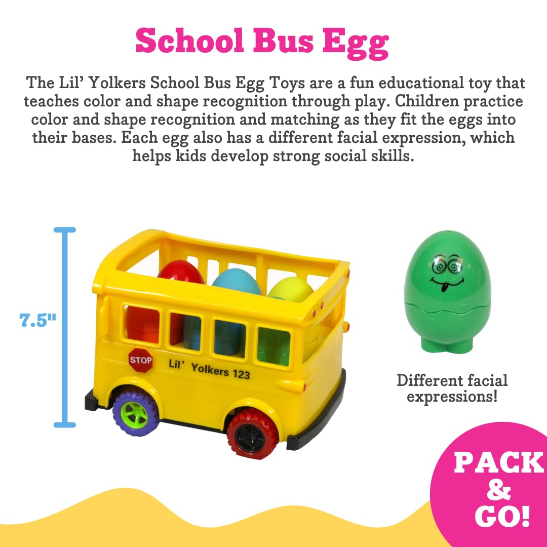 Lil' Yolkers - Juego de huevos de autobús escolar para habilidades sensoriales y motoras