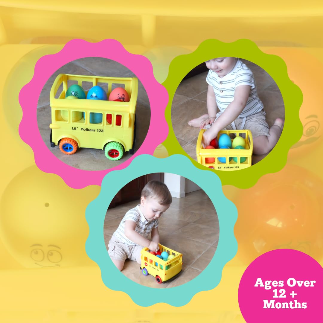 Lil' Yolkers - Juego de huevos de autobús escolar para habilidades sensoriales y motoras
