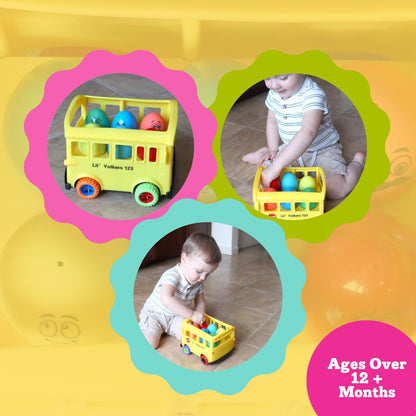 Lil' Yolkers - Juego de huevos de autobús escolar para habilidades sensoriales y motoras