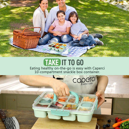 Caperci Contenedor original para aperitivos, bandeja dividida de 10 compartimentos