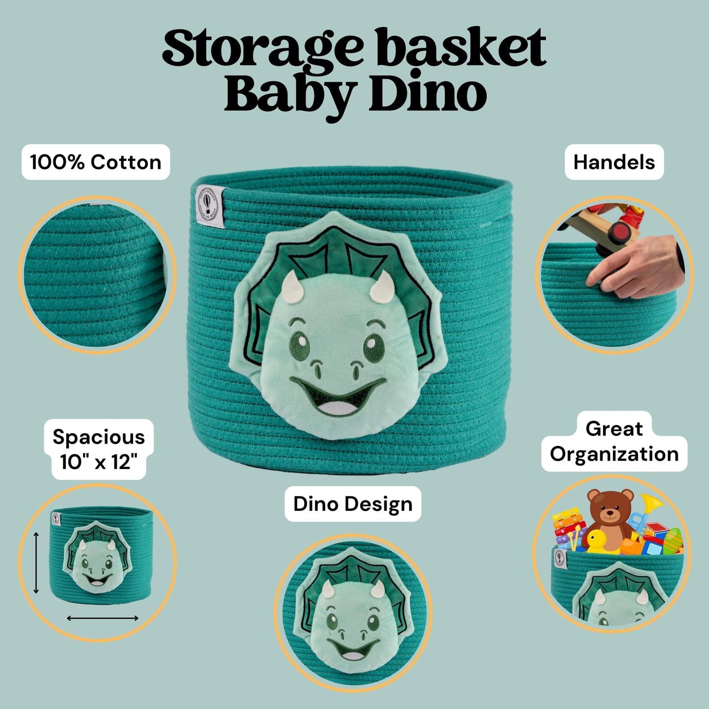 Cesta para bebé con diseño de dinosaurio Petit Voyager