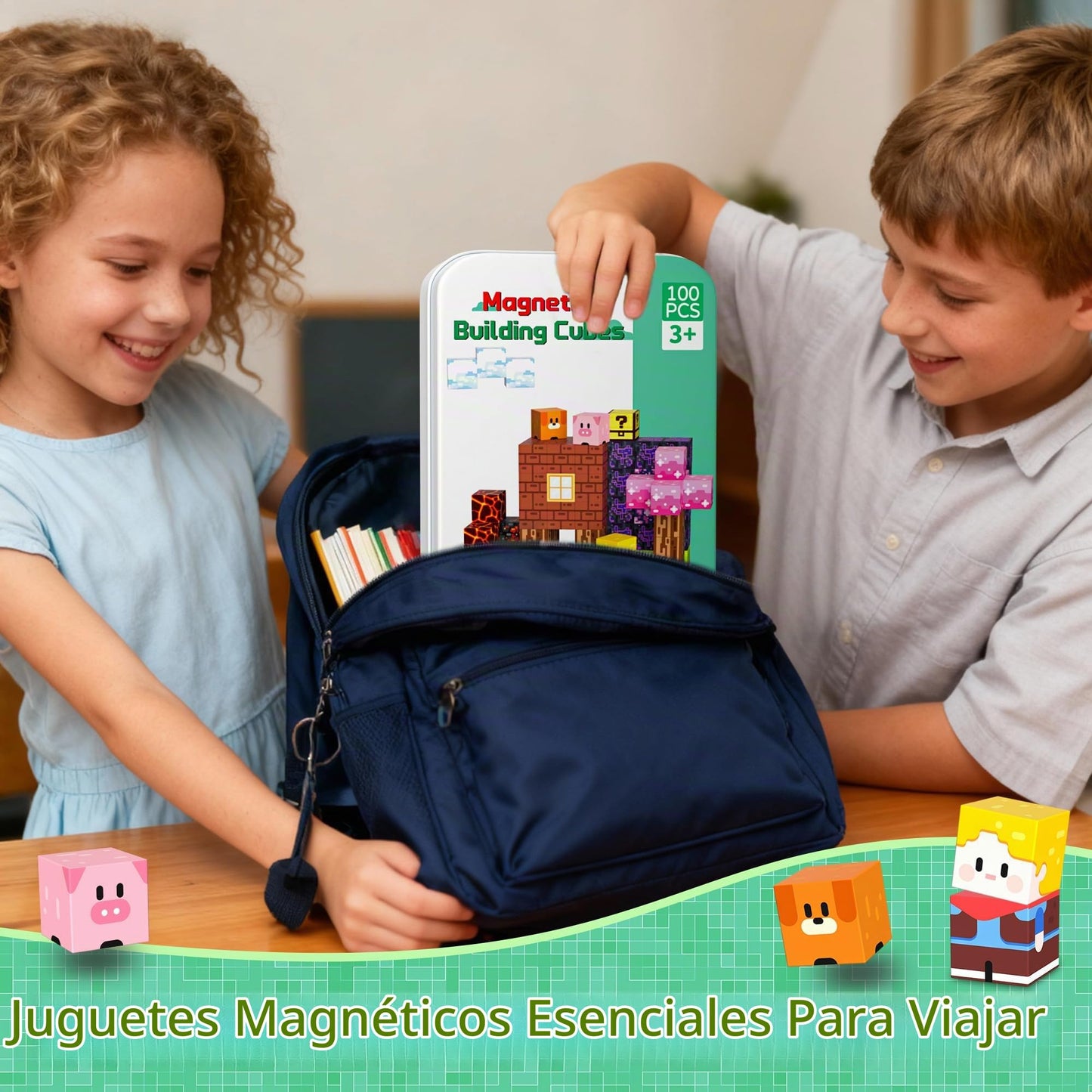 Bloques Magnéticos de Viaje, 100 Piezas de Bloques Magnéticos de Construcción