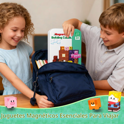 Bloques Magnéticos de Viaje, 100 Piezas de Bloques Magnéticos de Construcción