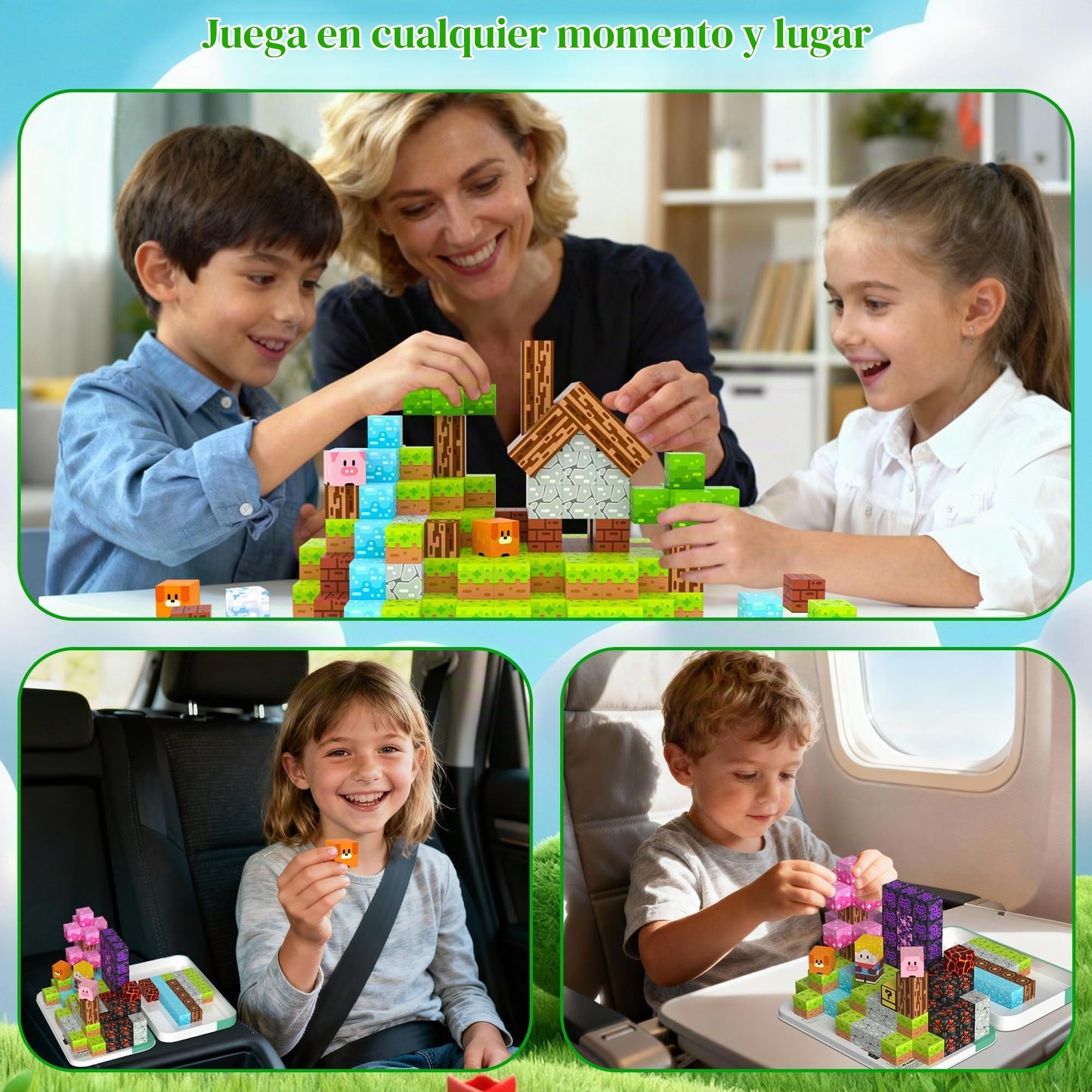 Bloques Magnéticos de Viaje, 100 Piezas de Bloques Magnéticos de Construcción