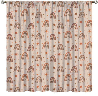 Cortinas opacas bohemias con diseño de arco iris para habitación