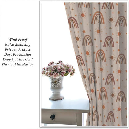 Cortinas opacas bohemias con diseño de arco iris para habitación