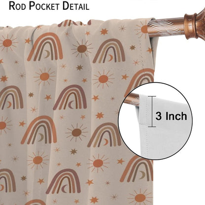 Cortinas opacas bohemias con diseño de arco iris para habitación