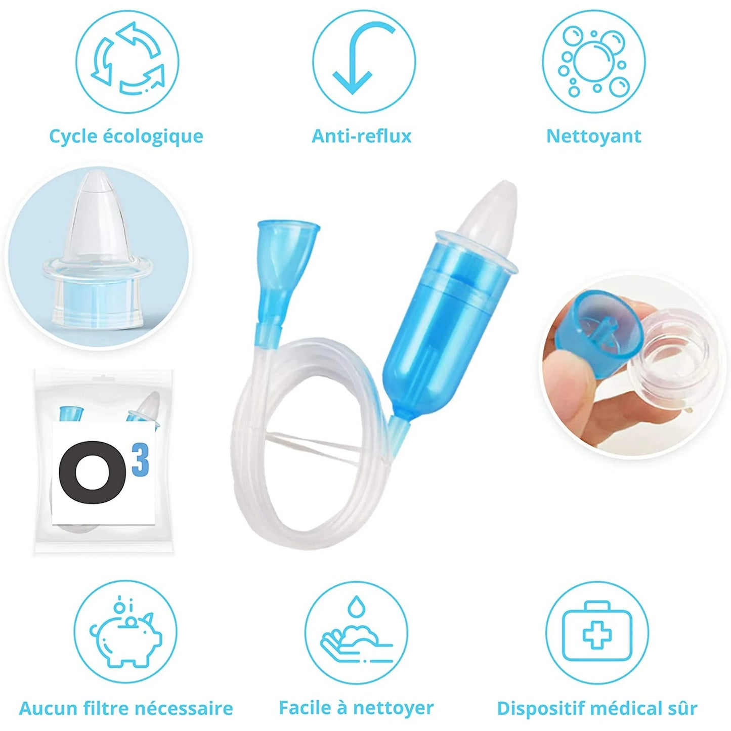 Bebe aspirador nasal bebe manual lavable y reutilizable