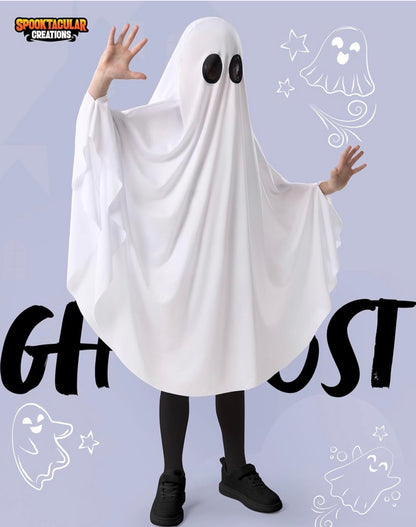 Spooktacular Creations Disfraz de fantasma de Halloween para niños, disfraz de hoja de fantasma para niños, juego de rol de Halloween y disfraces, 8-10 años