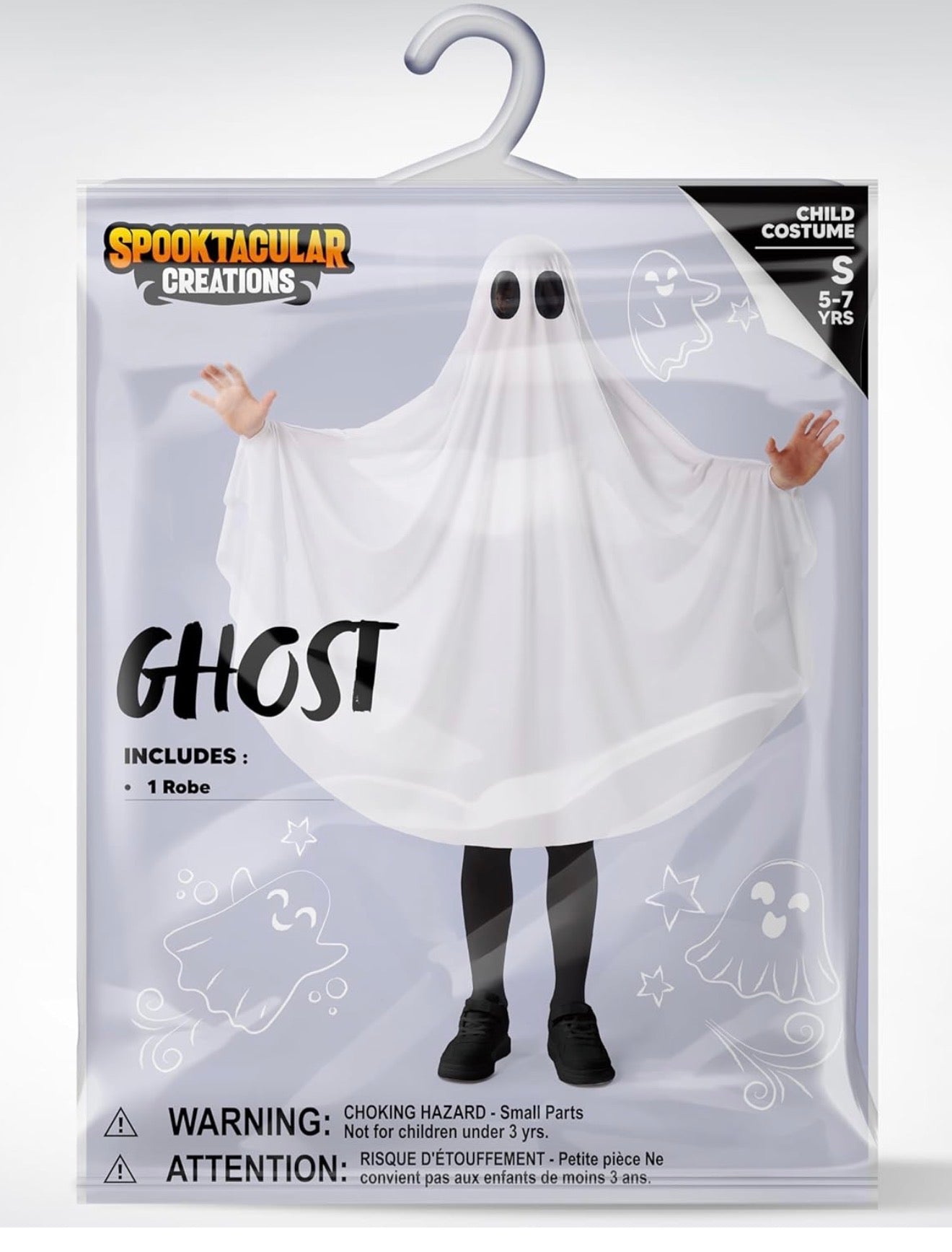 Spooktacular Creations Disfraz de fantasma de Halloween para niños, disfraz de hoja de fantasma para niños, juego de rol de Halloween y disfraces, 8-10 años