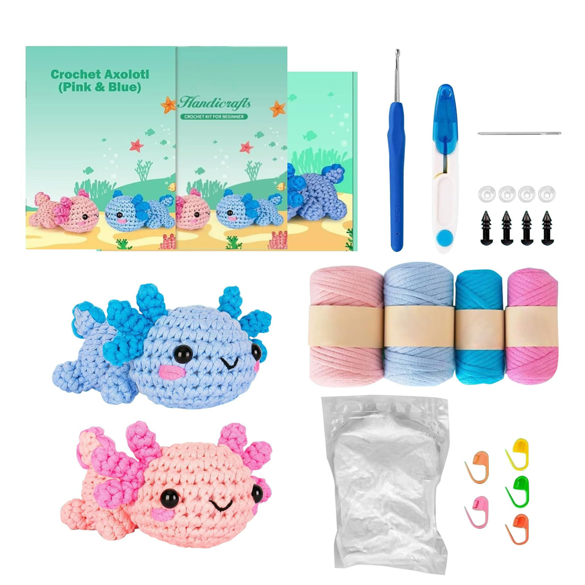 Kit De Crochet Para Principiantes ANGAHE - Incluye Lana, Aguja Y Guía, Para Hacer Amigurumis