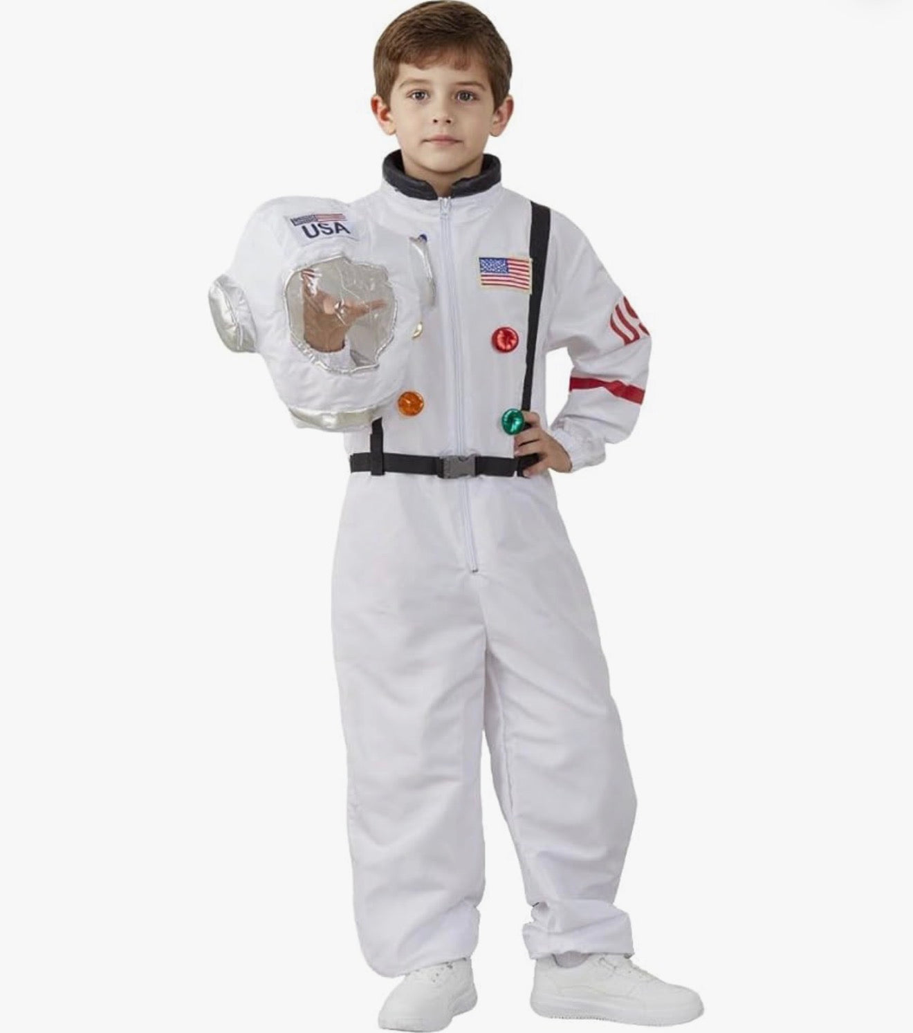 Disfraz de astronauta con casco, traje espacial para niños y niñas, 8-10 años
