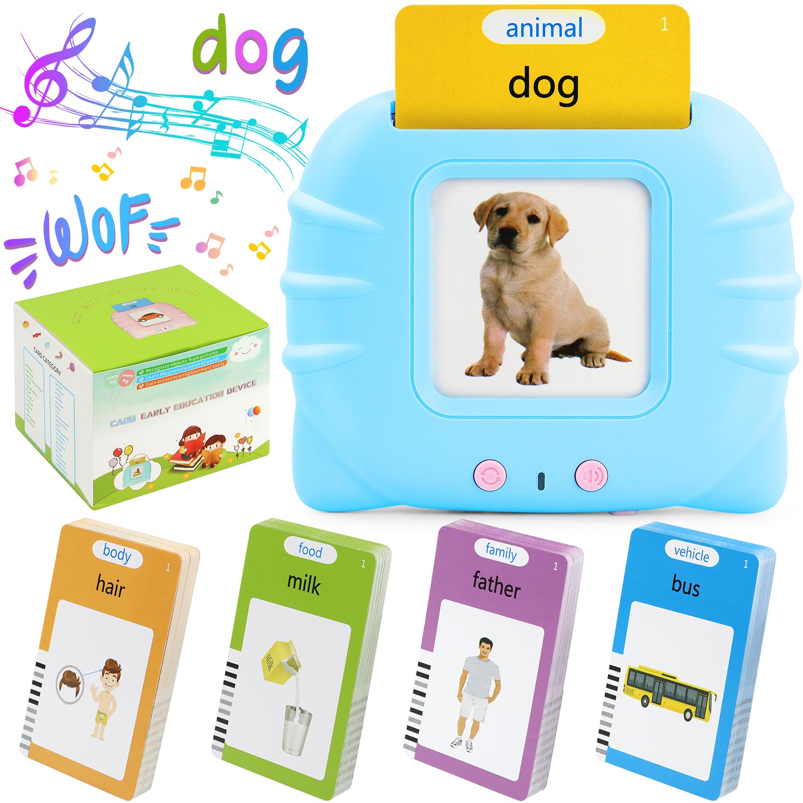 Tarjetas parlantes para niños pequeños con 510 palabras reconocibles a simple vista