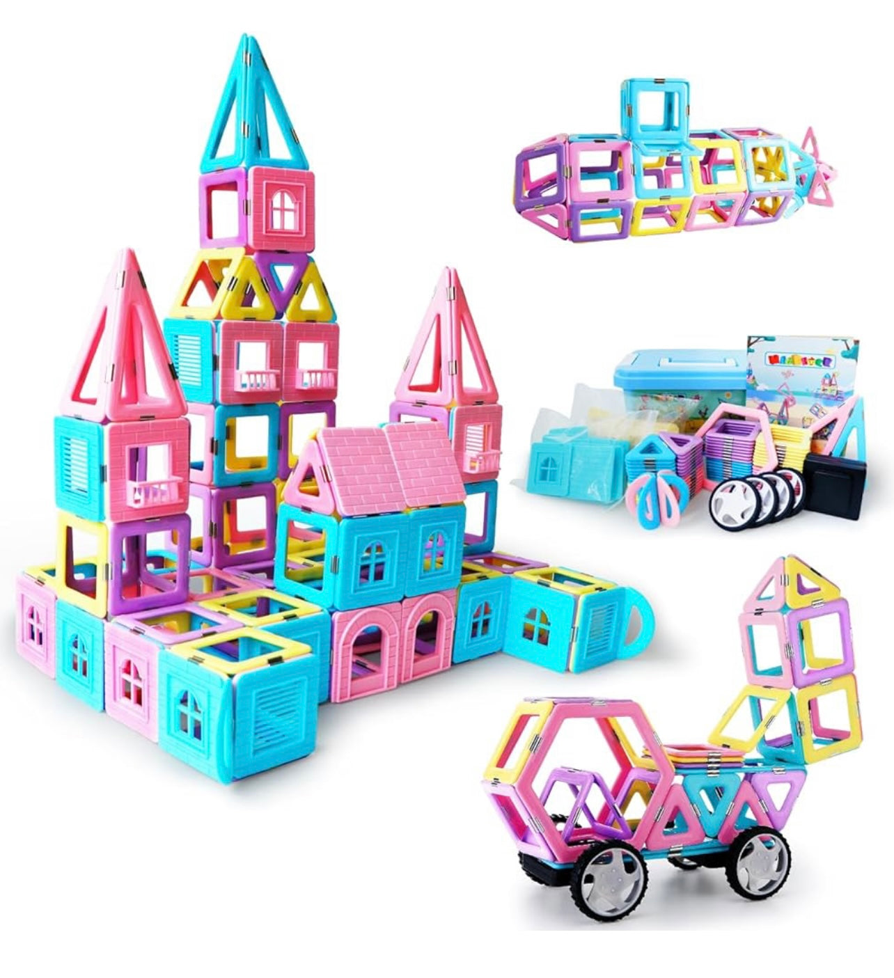 MAGBLOCK Juguetes de azulejos magnéticos de 102 piezas