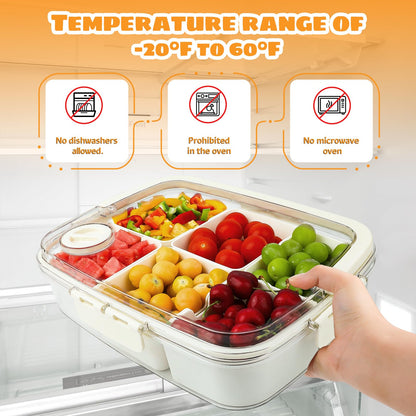 Bandeja para servir dividida con tapa y asa