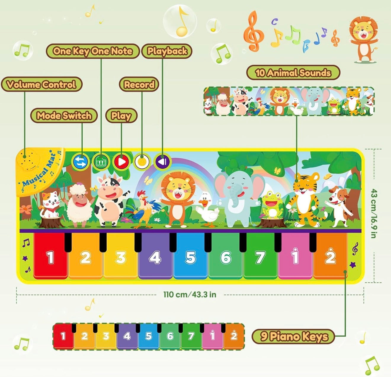 Algombra musical, animales de la granja