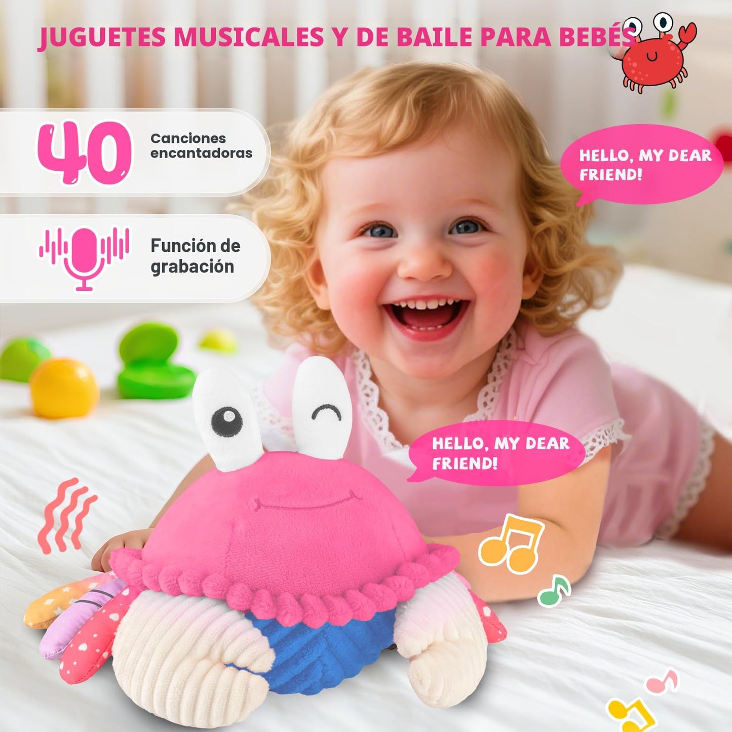 Juguetes de Peluche Musicales Recargables con 40 Canciones y Grabadora de Voz