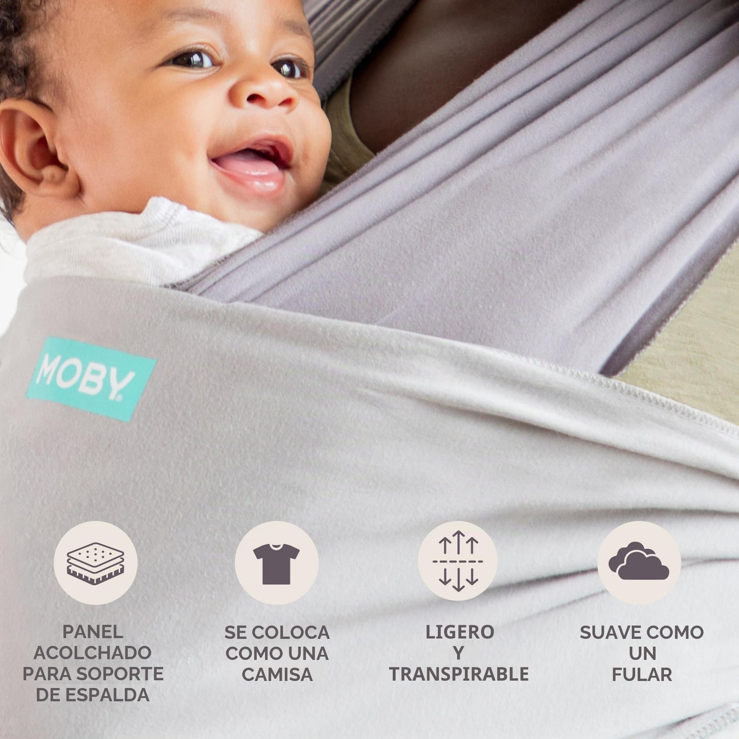 Moby Portabebés Envolvente de Fácil Uso para Recién Nacidos hasta Niños Pequeños (8-33 libras)