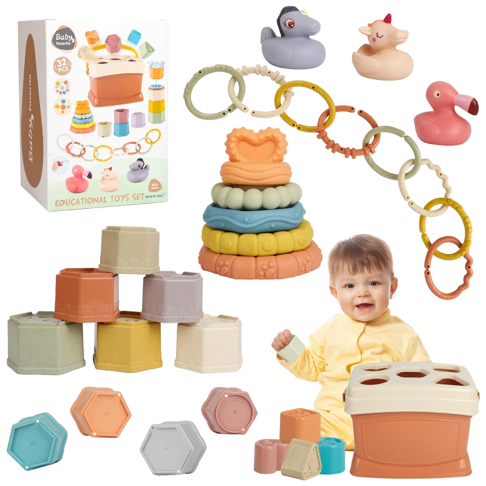 BYFWH Juguetes Montessori 5 en 1 para bebés de 6 a 18 meses