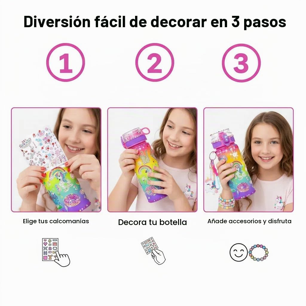 Regalos para niñas de 4 a 12 años, decora tu propia botella de agua