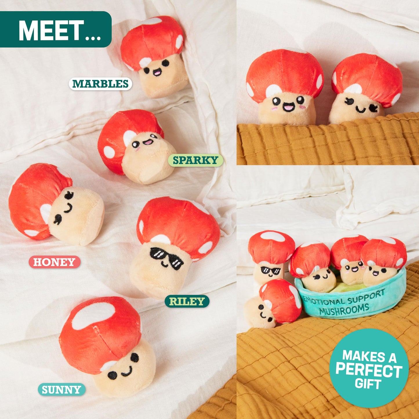 Setas de apoyo emocional de animales de peluche y juguetes relacionables